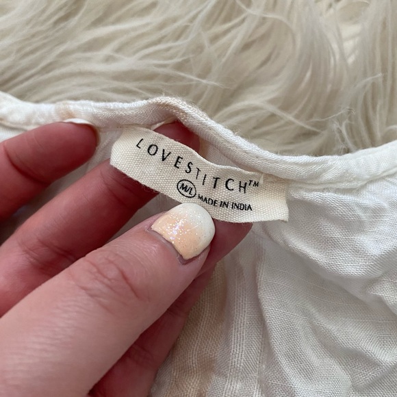 Lovestitch White Beige Stripe Open Tie Front Flowy Maxi Caftan Coverup Kimono - Picture 12 of 12